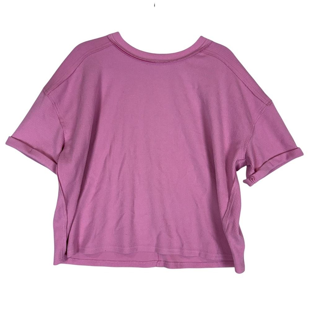 Blu Pepper Shirt Juniors L Pink Waffle Knit Crewneck Short Sleeve Relaxed Fit